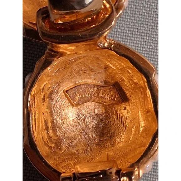 Judith Leiber Vintage Gold Double Snake Chain Belt Faux Pearl Crystal Baubles31" - Picture 7 of 8